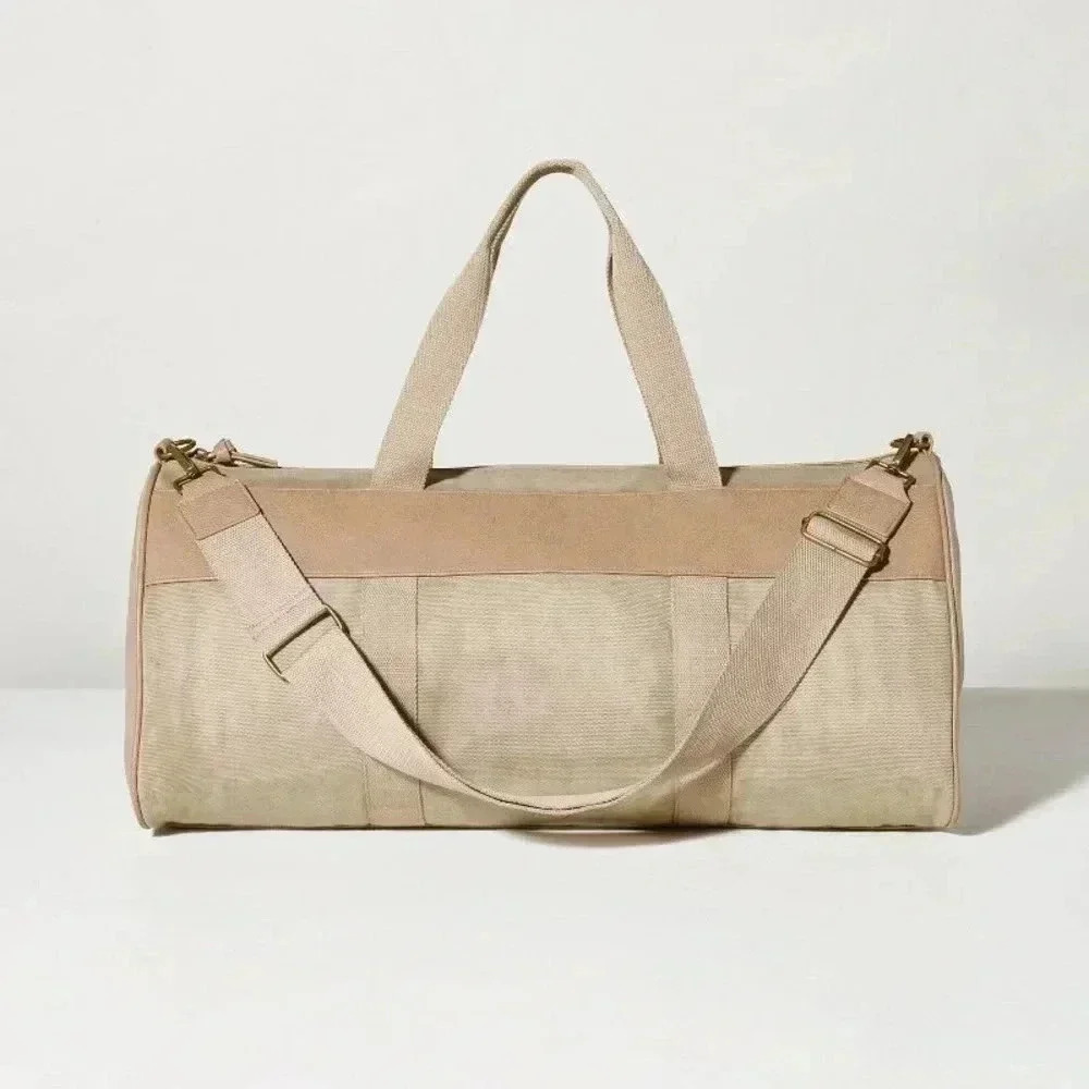 NWT HEARTH & HAND CANVAS TRAVEL‎ DUFFEL BAG KHAKI